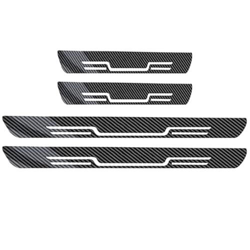 Protector de umbral de puerta – tira de umbral de puerta compacta | fibra de carbono resistente a los arañazos Juego de pegatinas para decoración de vehículos escalonados, camiones, coches
