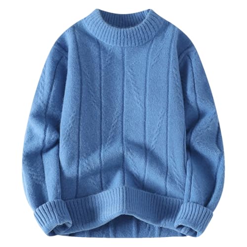 Men Winter O Neck Pullovers Loose Knitted Sweater Solid Color Casual Knitwear Mens Warm Sweater Pullovers