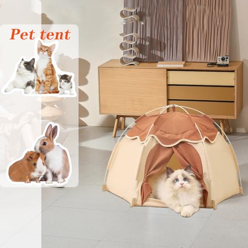 Gigreinc Cat Tent for Indoor, Indoor Dog House,Kitten Tent Suitable for Samll Dogs,Pet Cute Cave Nest Dog Houses(Beige, Large) - Image 3