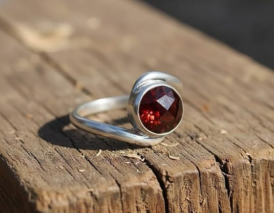Image of 55Carat Choose Your Color Natural Gemstone Silver Statement Rings for Gift Corssover Style Size 5 to 12