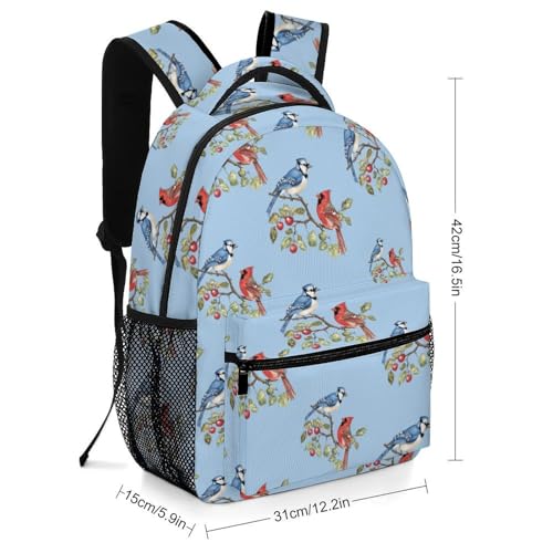 Blue Jay Bird Cardinal Bird Funny Backpack Casual Daypack Lightweight Shoulders Bag for Men Women Cute Print2