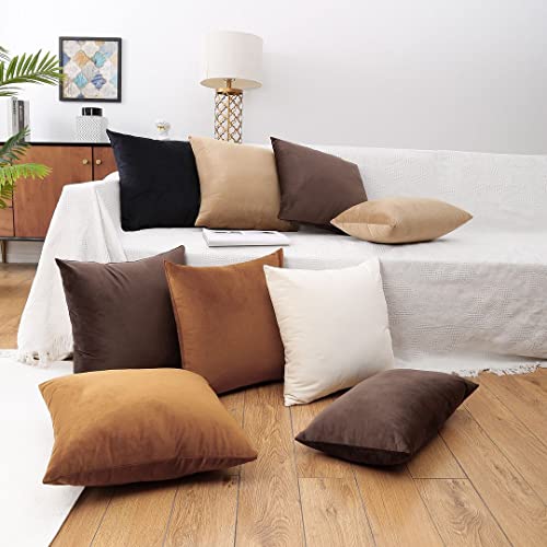 Moonrest - Pack Of 2, Velvet Decorative Pillow Cover Set, Cozy Soft With Hidden Zipper Solid Color For Sofa Bedroom Car Couch Throw Pillow 24 X 24 Cool Black #TOP6