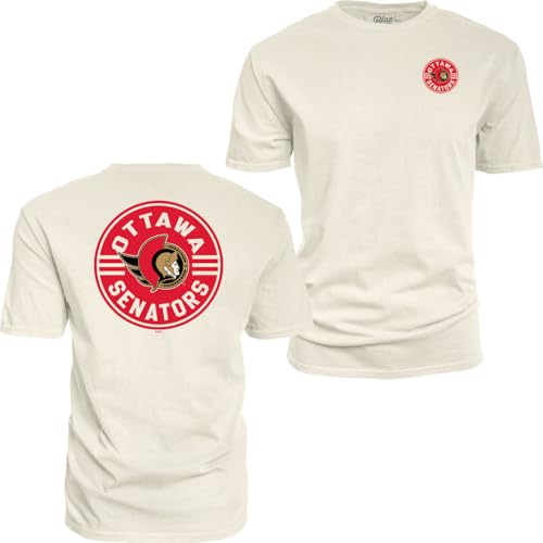 Ottawa Senators NHL Officially Licensed T-Shirt Ringspun Front/Back Ivory Puck, XX-Large