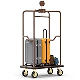 CrazyAnt Hotel Luggage Cart, 1500 lbs Capacity Bellman Trolley with 8' Quiet Rubber Wheels, Rustproof Steel Frame, Carpeted Deck with Bumper, for Hotels, Resorts, Condos – Copper Finish (StraightSide)