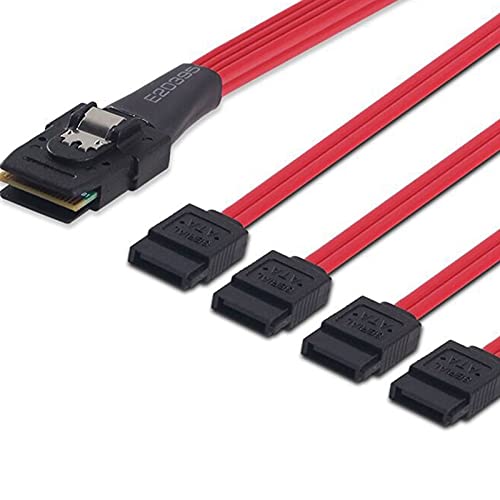 Cable Mini SAS a 4 SATA 0.5m 2 unidades negro rojo miniatura 7