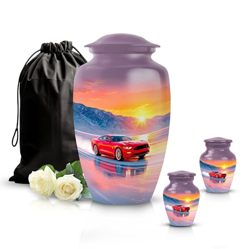 Image of Car Urn Decorative Urn for Ashes 1 Large & 2 Small | Memorial Keepsakes for Ashes, Small Keepsake Urns