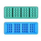 SJ Massage Soap Molds - 2 Pcs, 4 Cavities Silicone Soap Molds for Soap Making, Handmade Hair Brush Soap Bar Molds, Food Grade BPA Free(Blue and Green)