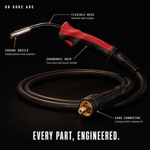 Image of 15AK MIG Welding Torch Gun 3M Cable, Heavy Duty MIG /MAG & Gasless Flux Core Welding Gun, Euro Connector, Ergonomic Handle, Heat-Resistant Durable Cable