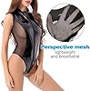 Damen Sexy Wetlook Lederbody Bodysuit mit Reißverschluss,Ärmelloses Dessous Set,Frauen PVC Einteilige Unterwäsche,Stringbody Jumpsuit,High Cut Thong Leotard Reizwäsche Lingerie für Clubwear (Schwarz) #3