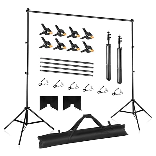 Anautin Backdrop Stand 10x7ft Adjustable Photo Backdrop Stand Kit Photography Backdrops with 4 Crossbars, Photo Studio Adjustable Background Stand for Parties/Wedding
