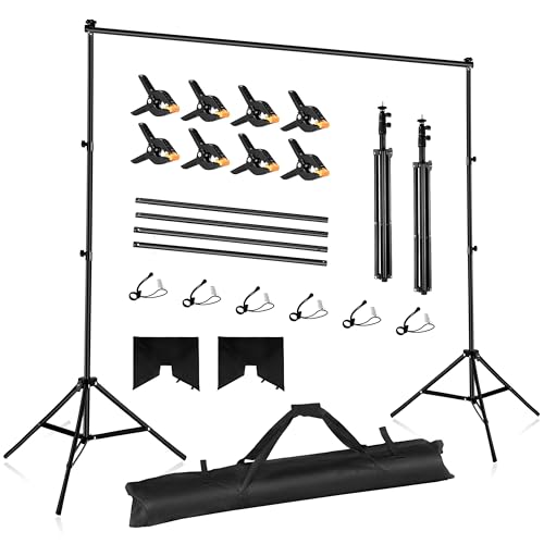 Anautin Backdrop Stand 10x7ft Adjustable Photo Backdrop Stand Kit Photography Backdrops with 4 Crossbars, Photo Studio Adjustable Background Stand for Parties/Wedding by Anautin - Used condition - US$38.83