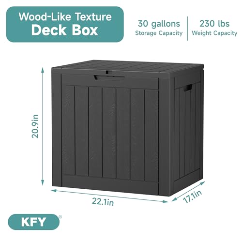 Image of 30 Gallon Waterproof Resin Deck Box, UV Resistant Outdoor Storage for Garden, Patio, Porch, Delivery,Striped Black