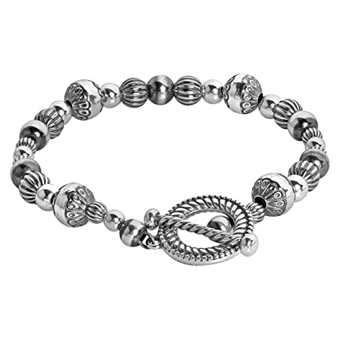 American West Sterling Silver Native Pearl Beaded Bracelet Size Large Cover