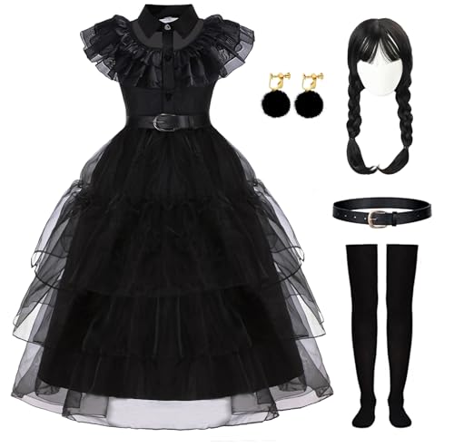 Akokvlar AK-BLACK-W-DRESS Costume Dress For Girls Wig Belt Earrings Socks Dress Up Suit  cover