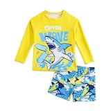 Toddler Swimsuit Boy 3 Piece Boys Swim Set Long Sleeve Swimming Shirt Trunks Rash Guard Bathing Suits Blue Sharks Sharks 7-8 Years 2XL