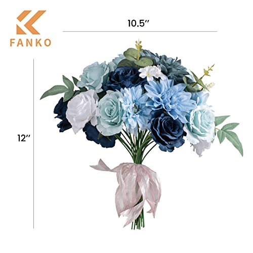 Fanko Fake Rose Artificial Flowers: Silk Flowers Dusty Blue Rose Artificial Dahlia Artificial Flowers Bouquet Bulk Fake Flowers For Decoration Fake Flowers Burgundy Rose For Wedding #TOP6