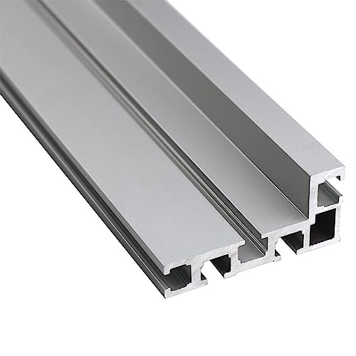 GooEquip T Nut Riel de inglete tipo 75 600 mm T Track Riel de aluminio T-ranura guía guía T-ranura Track para bricolaje, sierra circular de mesa para carpintería, mini-T para fijación de vallas