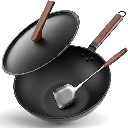CLADIN 11-Inch Nonstick Wok Pan With Lid - 3-Ply Construction, Induction Compatible, Hollow Handle