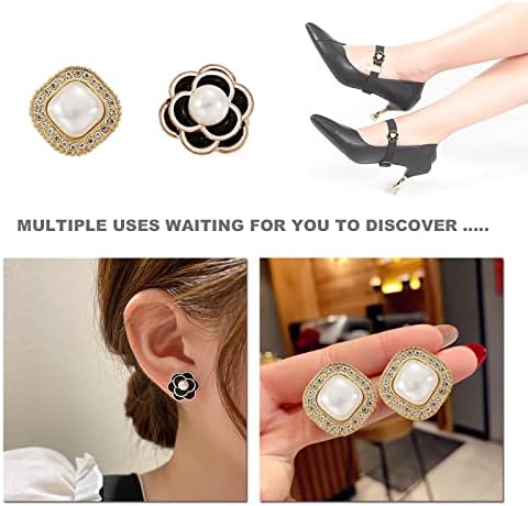 Shoe Charms, 12 Pcs Crocs Clog Sandals Decoration, Faux Crystal Pearl Bling Diamond Love Flower DIY Decorative Shoe Buckles for Boys Girls Christmas Party Birthday Gift