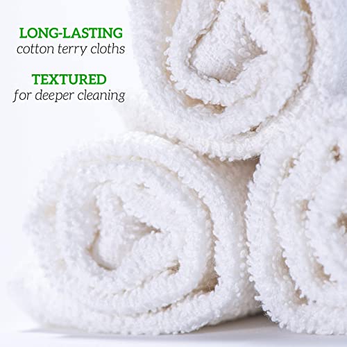 GREEN LIFESTYLE 50-Pack Cotton Wash Cloths – 14\"x17\" Absorbent Cleaning Rags for Housekeeping, Kitchen Towels, Bar Mop Towels, Durable Terry Cloth Rags, Premium Quality Multipurpose Washcloths