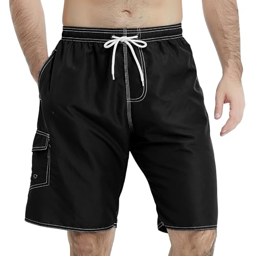 DR. ANISON Mens Swim Trunks Swim Shorts Swimming Trunks Swimsuit Quick Dry with Mesh Lining Swimwear Black