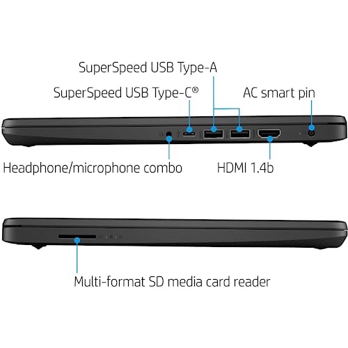 Image of HP Portable Laptop, Student and Business, 14 inch HD Display, Intel Quad-Core N4120, 4GB DDR4 RAM, 64GB eMMC, 1 Year Office 365, Webcam, SD Card Reader, HDMI, Wi-Fi, Windows 11 Home, Black, KKE Mousepad