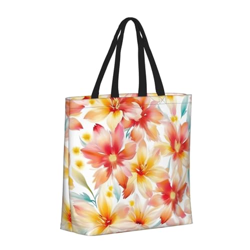 Peach Peony Print Tote Bags, Large Capacity Zipper Shoulder Bag, For Shopping, Work, Daily2