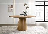 Lilola Home Jasper 47' Round Dining Table with Driftwood Finish and Pedestal Base – Contemporary Modern Style for Dining Rooms and Kitchens
