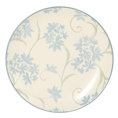 Image of Gibson Home Admiral Hall 12-Piece Matte Stoneware Dinnerware Set - Dinner Plates, Salad Plates & Bowls with Blue Floral Pattern, Durable Everyday Dish Set, Microwave & Dishwasher Safe