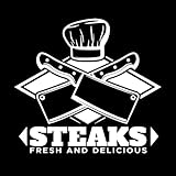 Wandaufkleber Steak frisch und köstlich – bestes Fleischrestaurant 54x58.8cm Ladendekoration Weiß