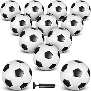 HyDren 12 Packs Soccer Ball with Pump Official Size Soccer Ball for Indoor Outside Game Training Practice Sport Gift for Kids Teens Adults(Size 5,Black, White)