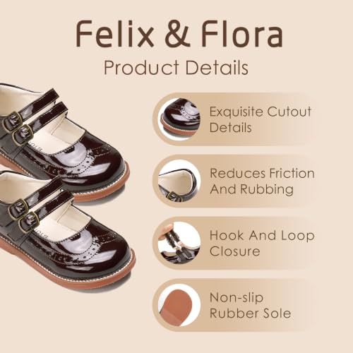Image of Felix & Flora Toddler Girl Mary Jane Dress Shoes - School Oxford Flats for Girl Party Shoes.