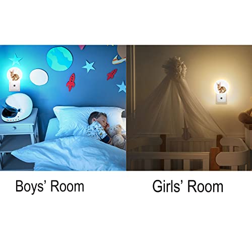 Image of Axayaz Rabbit Plug in Night Light Cute Animal Sketch of Bunny with Quote Happy Easter Brown Feather Auto LED Lamp Energy Saving Round Lights for Boys Girls Men Women