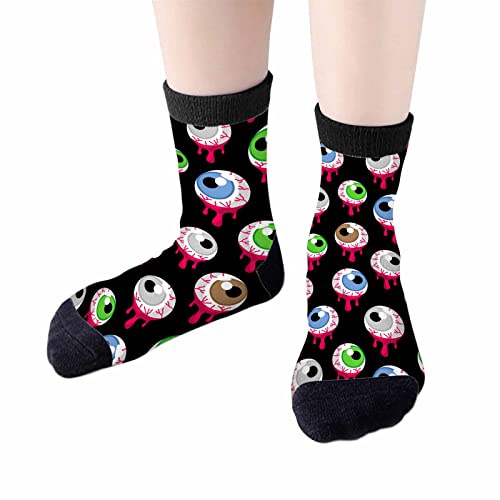 Image of Red Striped Crew Socks for Woman Size 6-8 Christmas Tree Moose Snowflake Dots Lines Girls Socks