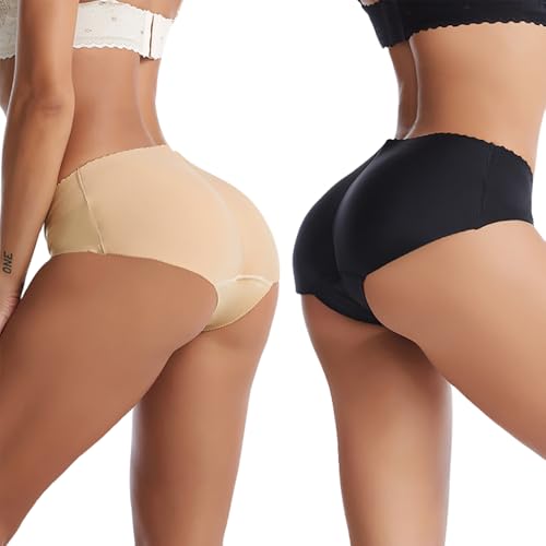 Image of Women's 2pcs Butt Lifter Padded Panties High Waisted Hip Enhancer Shapewear Seamless Control Boy Shorts