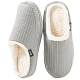 Zizor Women's Moselle Fuzzy Moccasin House Slippers Memory Foam Indoor (Heather Grey, Size 9-10)