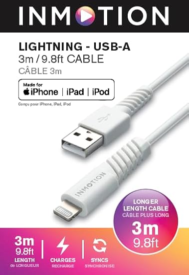 InMotion MFI Lightning to USB-A 3M Cable
