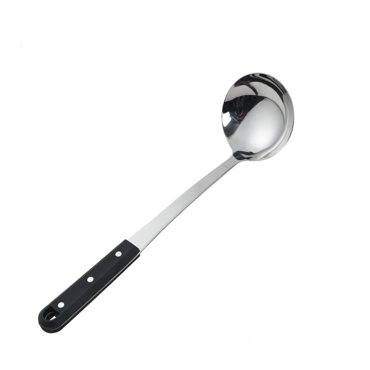 Mockery Stainless Steel Ladle Kitchen Cooking Utensil Soup Ladle Features Plastic Handle Ideal for Serving Soups and Stews, Ladle with Heat Insulation Anti-scalding Plastic Handle, 13 Inch