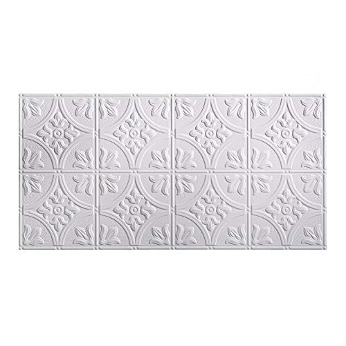 Fasade Easy Installation Traditional 2 Matte White Glue Up Ceiling Tile / Ceiling Panel (2' x 4' Panel)