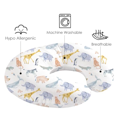 Image of Little Grape Land Nursing Pillow Covers 2 Pack, Soft & Breathable Removable Breastfeeding Pillows Covers for Feeding Pillows, Nursing Pillow Slipcover for Baby Girls Boys, (Fauna)