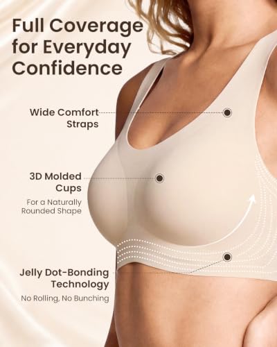 Image of Ubras Seamless Bras for Women Light Support Wireless Bralette Comfortable Soft Smooth Pull On T-Shirt Bras