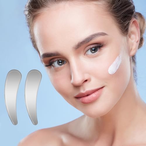 2 Stück Kosmetikspatel, Make-up Spatel, Gesichtsmaskenapplikator, Hautpflegewerkzeuge, Spatel Kosmetik, Mini-Spatel für das Gesicht, Schönheitsspatel Mischen von Make-up-Kosmetik, Silver