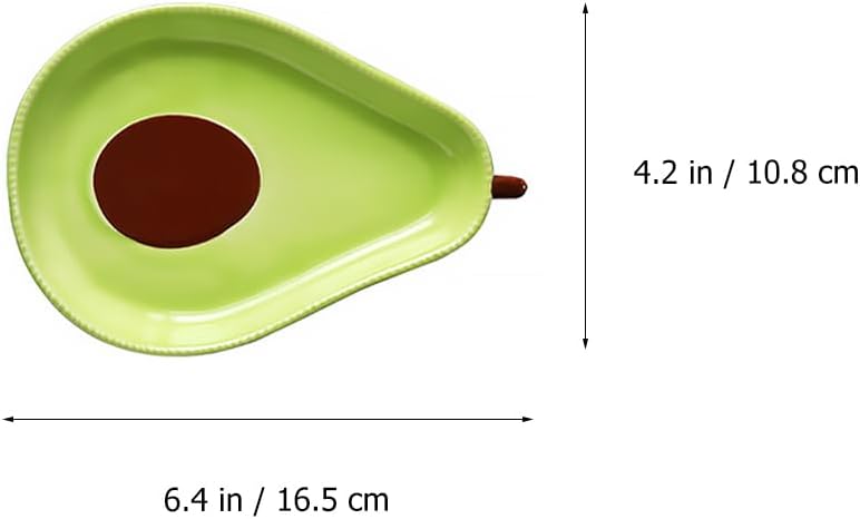 Avocado Shape Plate Ceramic Appetizer Plate and Dessert Fruit 6.49 X 4.25 X 1. for Snacks Salads Noodles Kitchen Dining and Entertaining