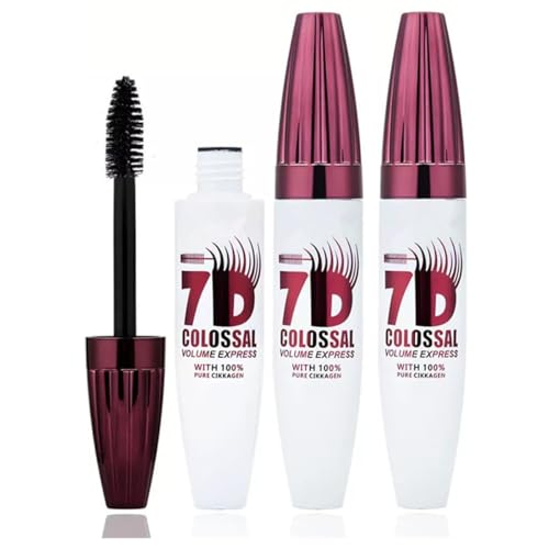 2pcs 7d Mascara Fiber Lashes Waterproof Colossal Mascara Black Long-Lasting & Buildable Volume Natural Length Exquisitely Full Lashes Smudge-Proof Thickening Eye Makeup for Defined Curl (0.35 oz)