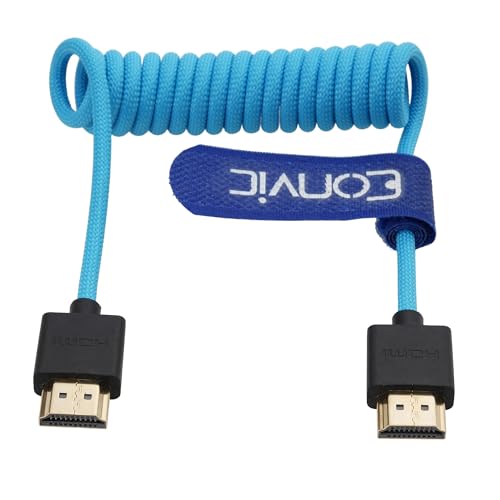 Cable HDMI 2.1 8K en espiral contra tirones en Atomos Ninja V 7