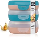 Moritz & Moritz 3-Pack Kids Lunch Box with Compartments - Colourful Kids Lunchboxes - BPA Free Plastic, Dishwasher Safe