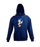 Nostalgisches Gaming Motiv Youth Designz Kinder Hoodie Kapuzenpullover Sonic - Navyblau 106/116 (6 Jahre)