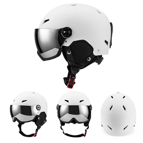 Casco de esquí resistente al viento con orejeras acolchadas blancas XL 4