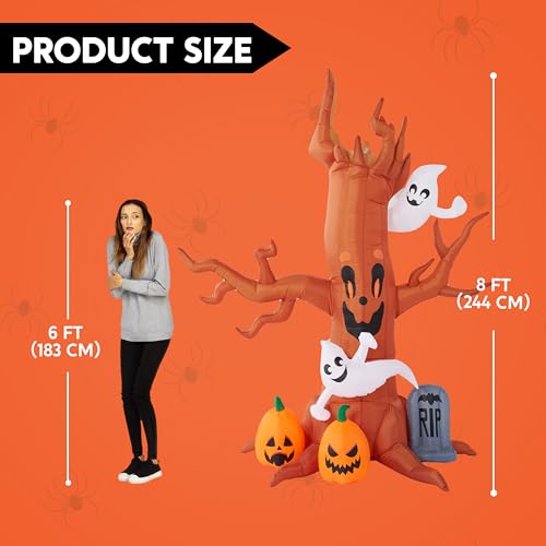 8FT Halloween Inflatable Scary Tree with Ghost Decor, - image 4