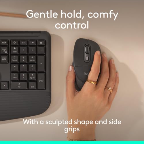 Image of Logitech Signature Comfort Plus M850 L Wireless Mouse, Bluetooth Mouse with Palm Cushion, Silent Clicks, 24-Month Battery, Customizable Buttons, for Windows, Mac, iPad - Graphite